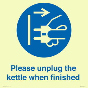 Please unplug the kettle when finished